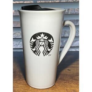 Vintage 2013 STARBUCKS 16oz Embossed Siren Etched Logo with Lid and Handle